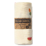 Oli & Carol - Paninho de musselina para bebé com estampa de frutas e legumes