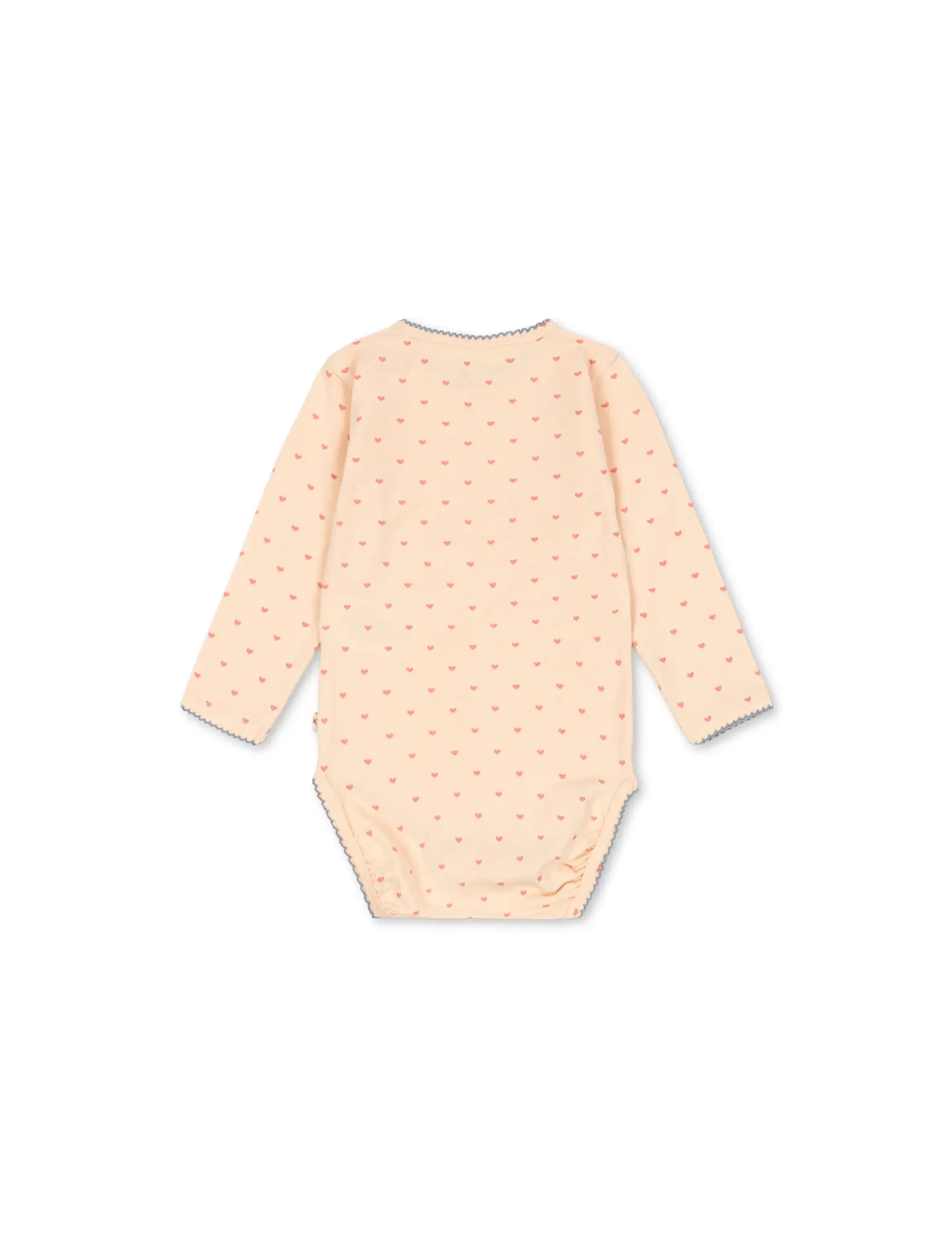 Body bebé manga comprida rosa claro GOTS com padrão de pequenos corações. Konges Sløjd