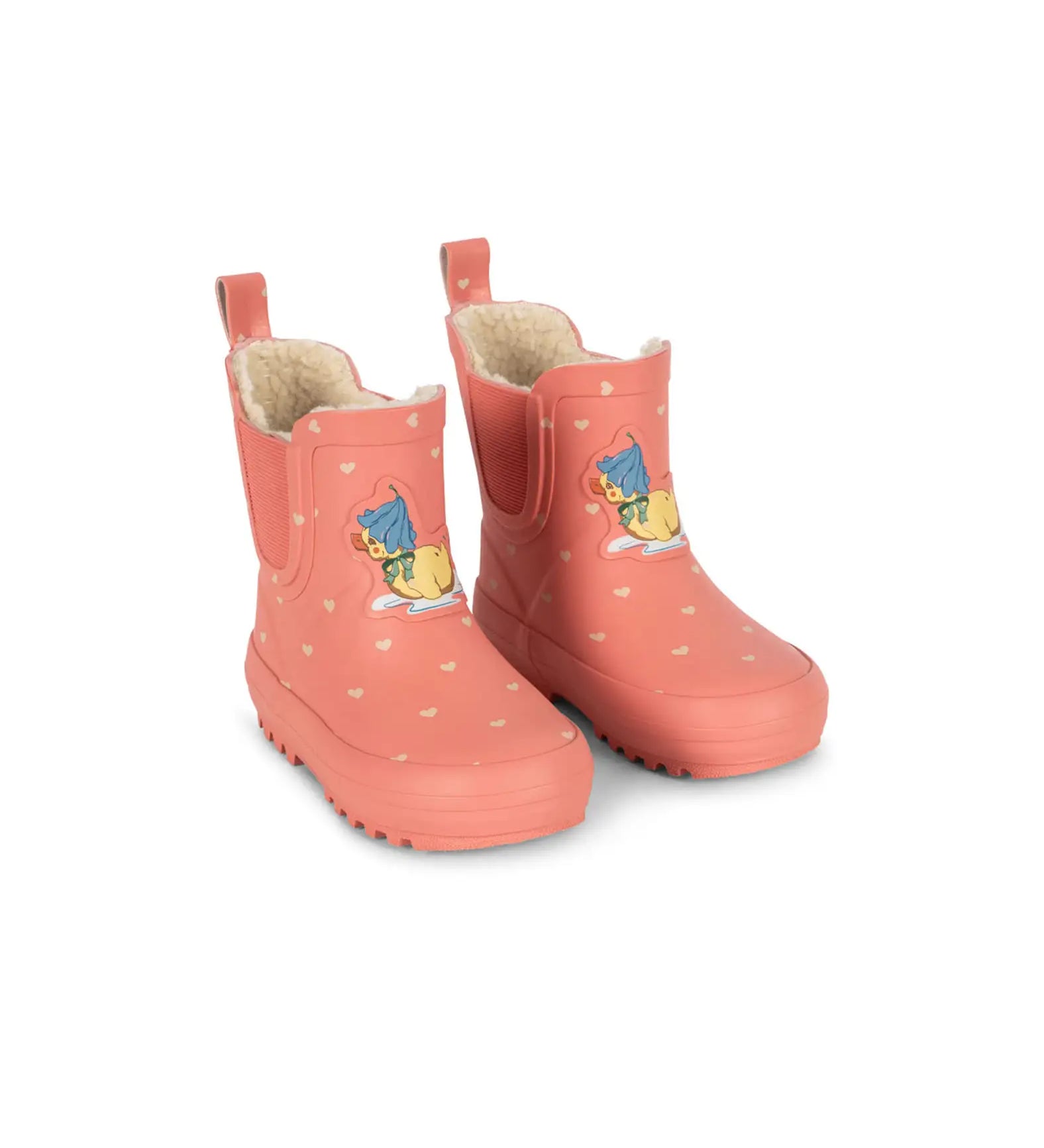 Botas de chuva Konges Sløjd rosa coral com estampado e forro macio. Konges Sløjd