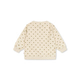 Sweatshirt bebé bege com pequenos corações verde-oliva, gola e punhos canelados. Konges Sløjd
