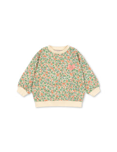 Suéter infantil em felpa com estampado floral multicolor e punhos canelados. Konges Sløjd