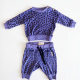 Conjunto de fato de treino para bebé roxo, estampado de leopardo