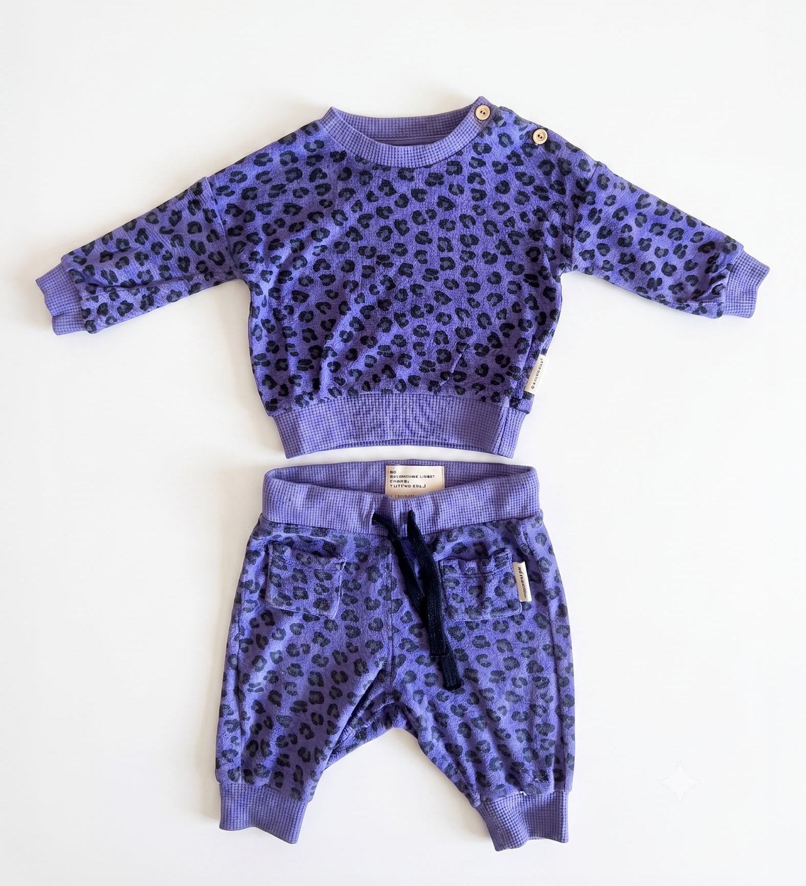 Conjunto de fato de treino para bebé roxo, estampado de leopardo