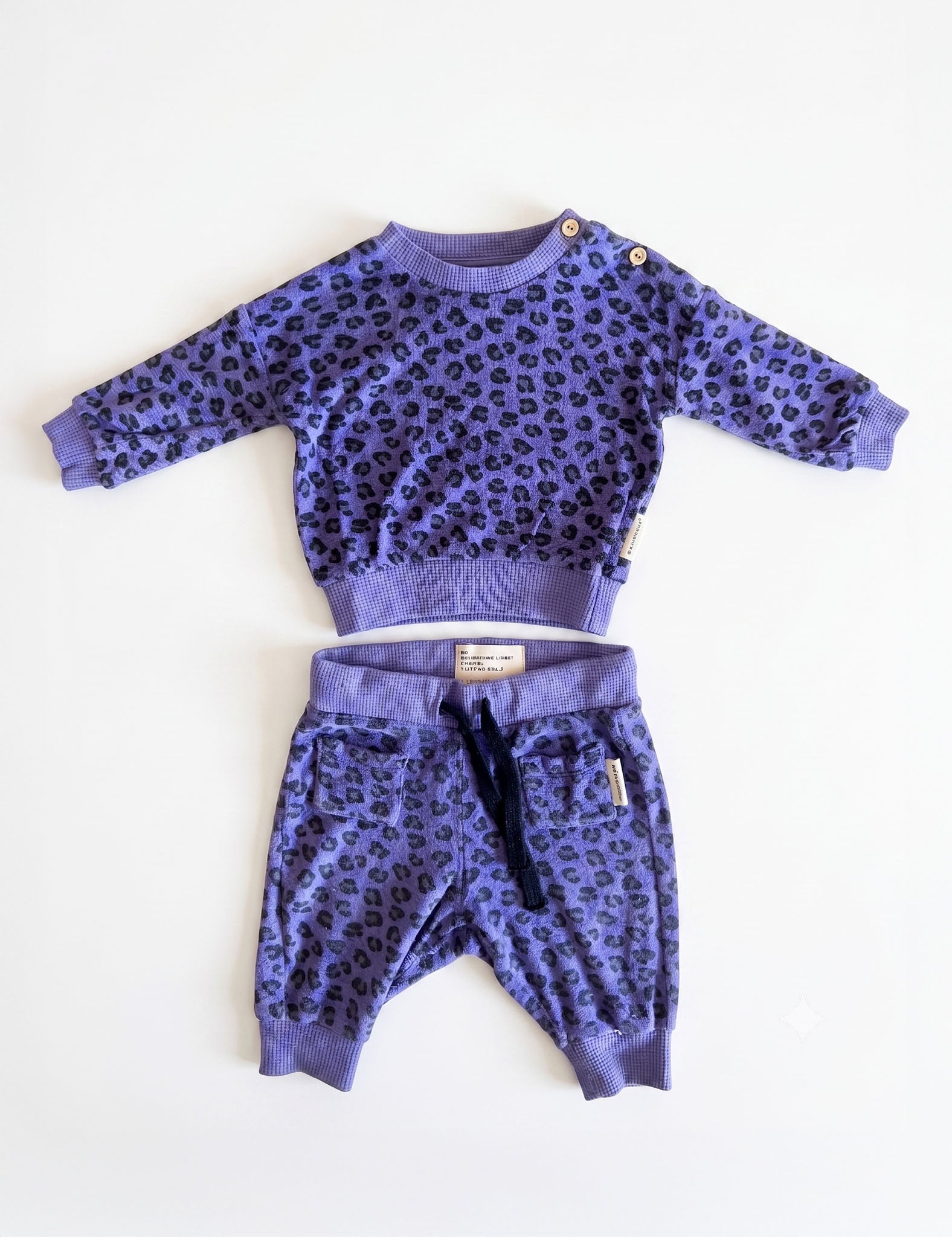 Conjunto de fato de treino para bebé roxo, estampado de leopardo